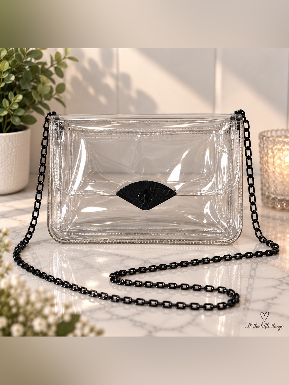 Clear Black-Trim Crossbody Bag - Stylish Transparent Shoulder Purse